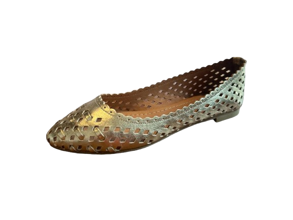 Genuine Leather Gold Laser-Cut Flats