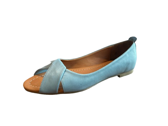 Peep-Toe Leather Flats in White