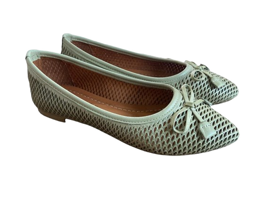 Pointed Pistachio Ballet Flats with Ribbon Detail