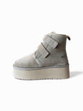Begoria 'Nova' – Suede Platform Boots with Easy-Closure Beige Begoria