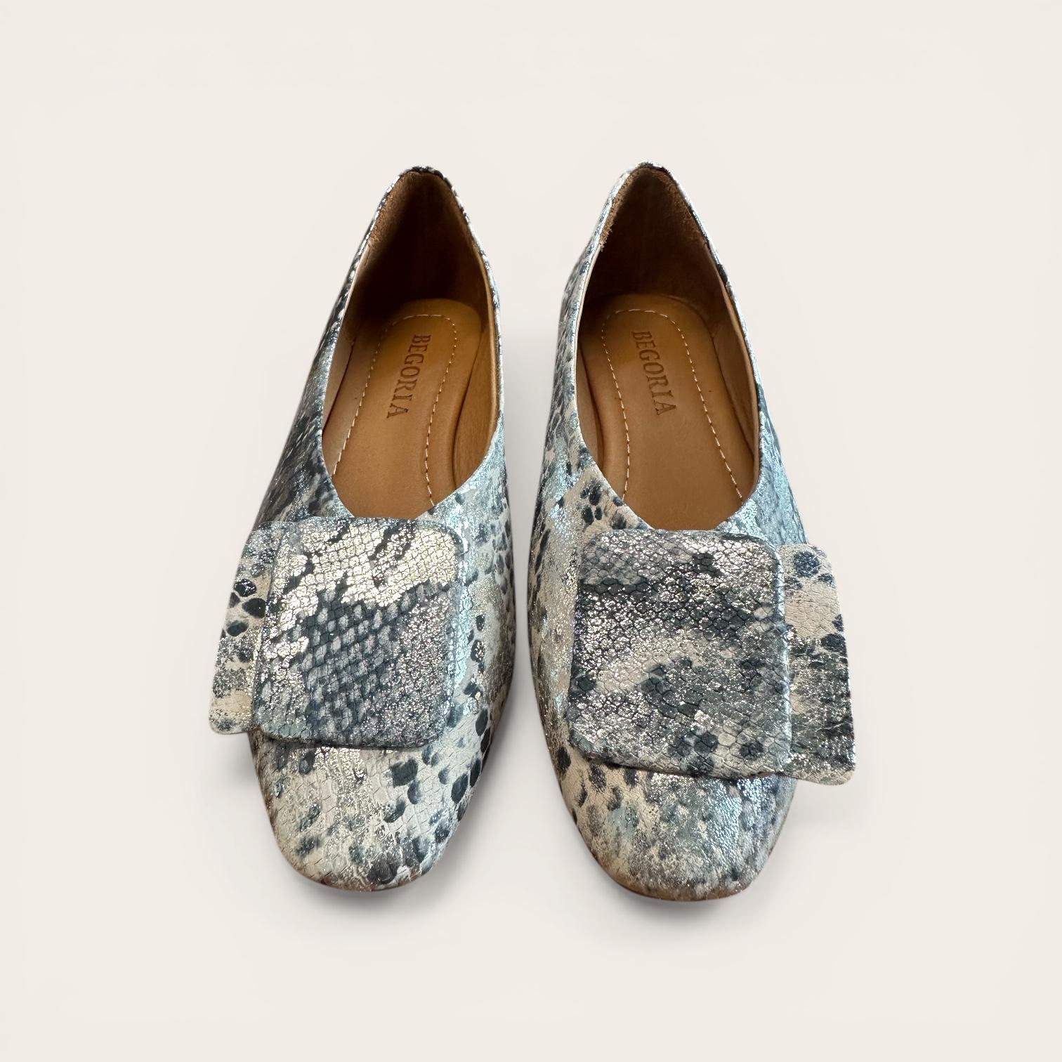 Begoria Snake - Genuine Leather Snake-Print Ballet Flats Powder 39 Begoria
