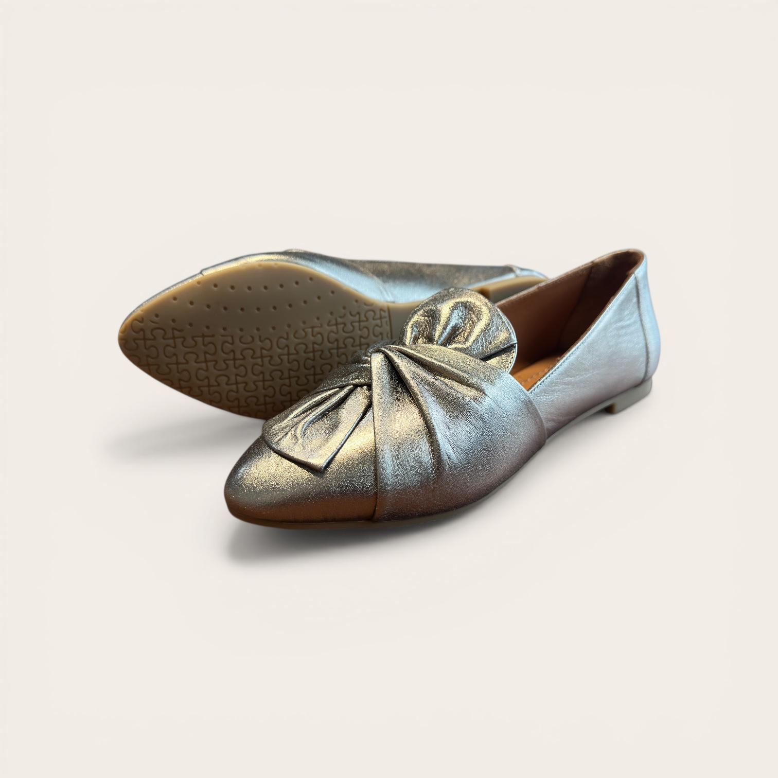 Begoria Pure – Women’s Smooth Leather Ballet Flats Silver 40 Begoria