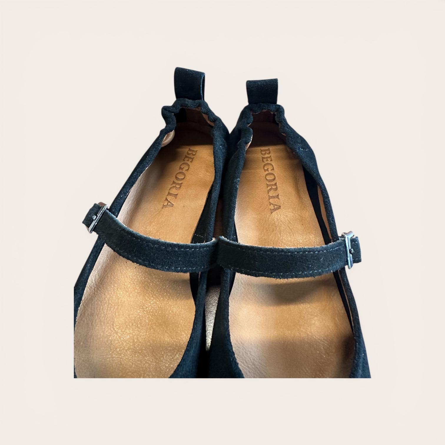 Begoria Celeste Suede Mary Jane Ballerinas