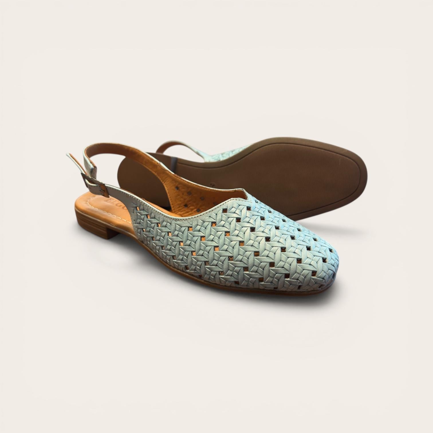 Begoria Summer Weave - Women's Woven Leather Slingback Ballet Flats