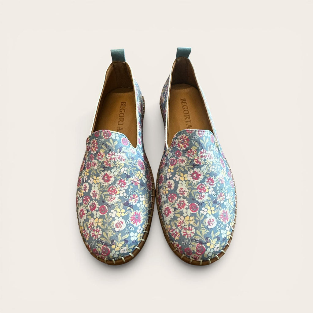 Begoria Flora - Artisan Floral Print Loafers with Hand-Stitched Detail