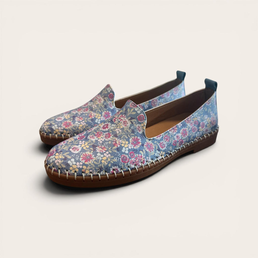Begoria Flora - Artisan Floral Print Loafers with Hand-Stitched Detail