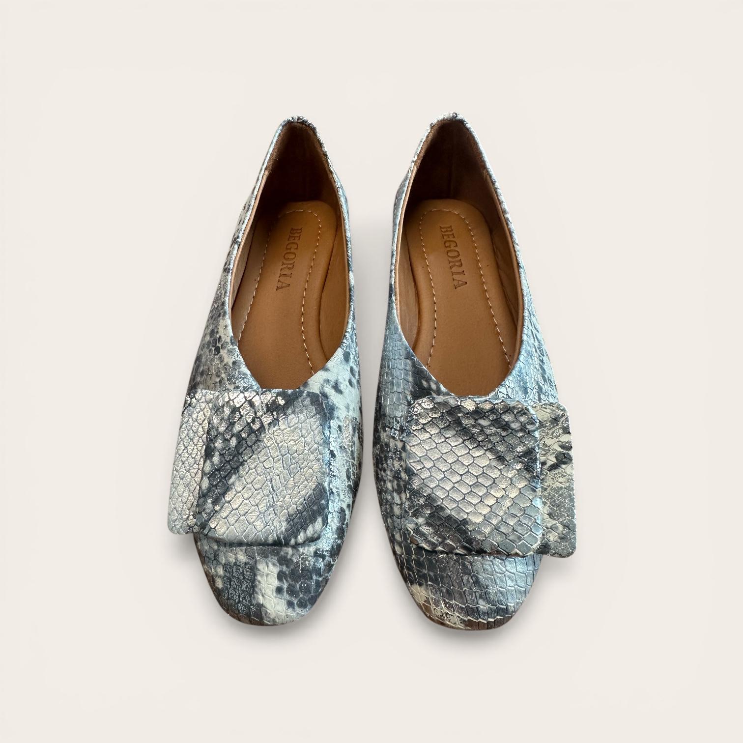Begoria Snake - Genuine Leather Snake-Print Ballet Flats White 40 Begoria