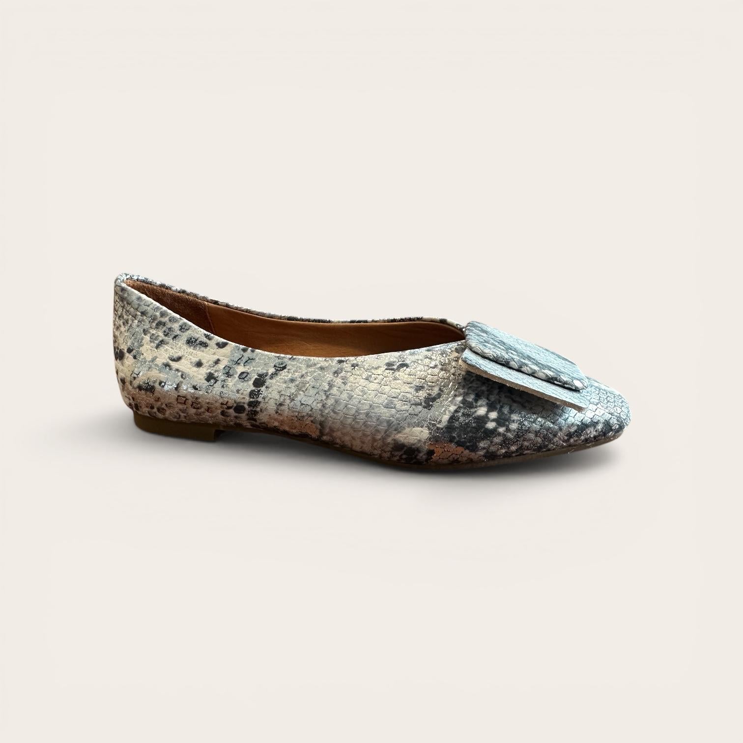 Begoria Snake - Genuine Leather Snake-Print Ballet Flats White Begoria