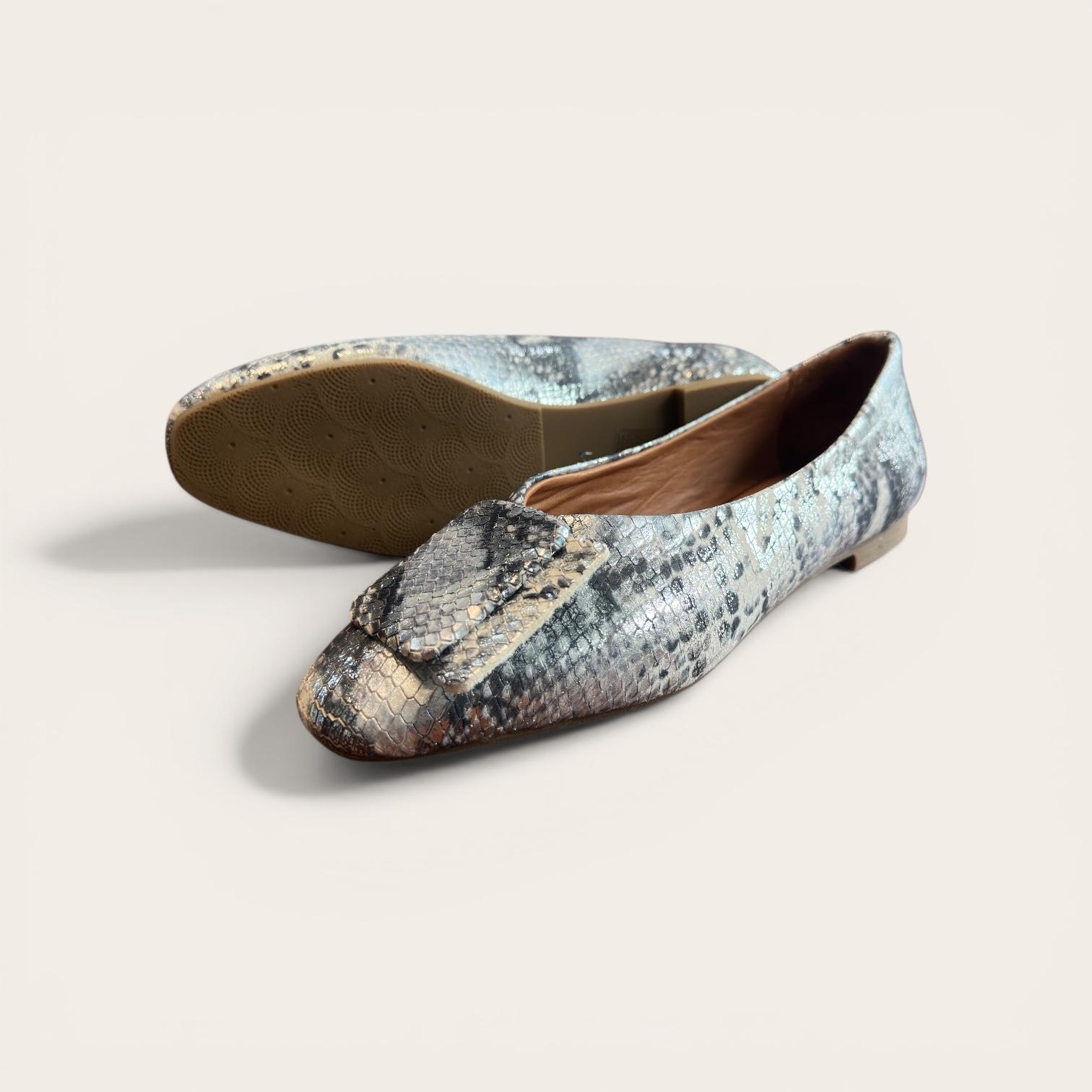 Begoria Snake - Genuine Leather Snake-Print Ballet Flats White 39 Begoria
