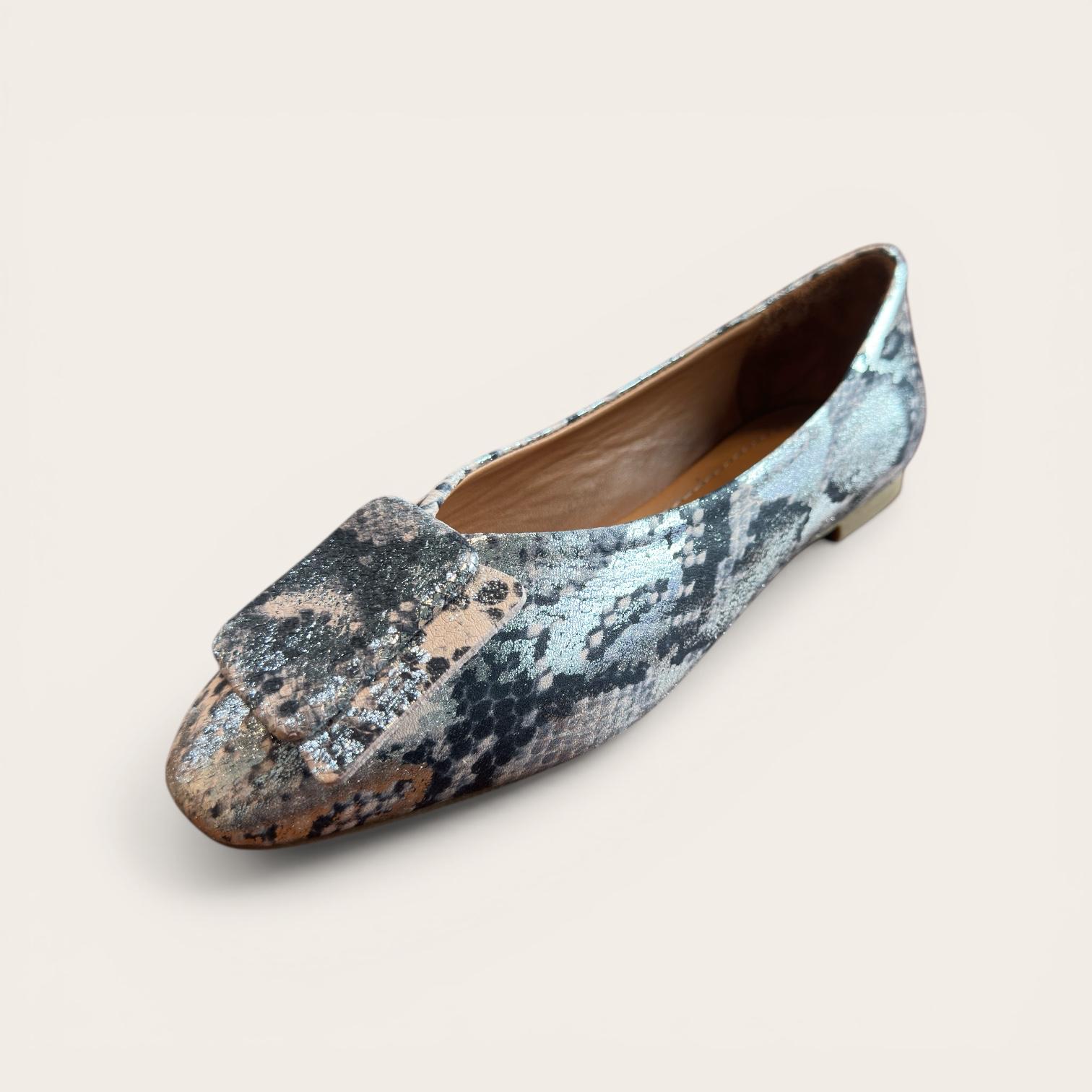 Begoria Snake - Genuine Leather Snake-Print Ballet Flats Powder Begoria