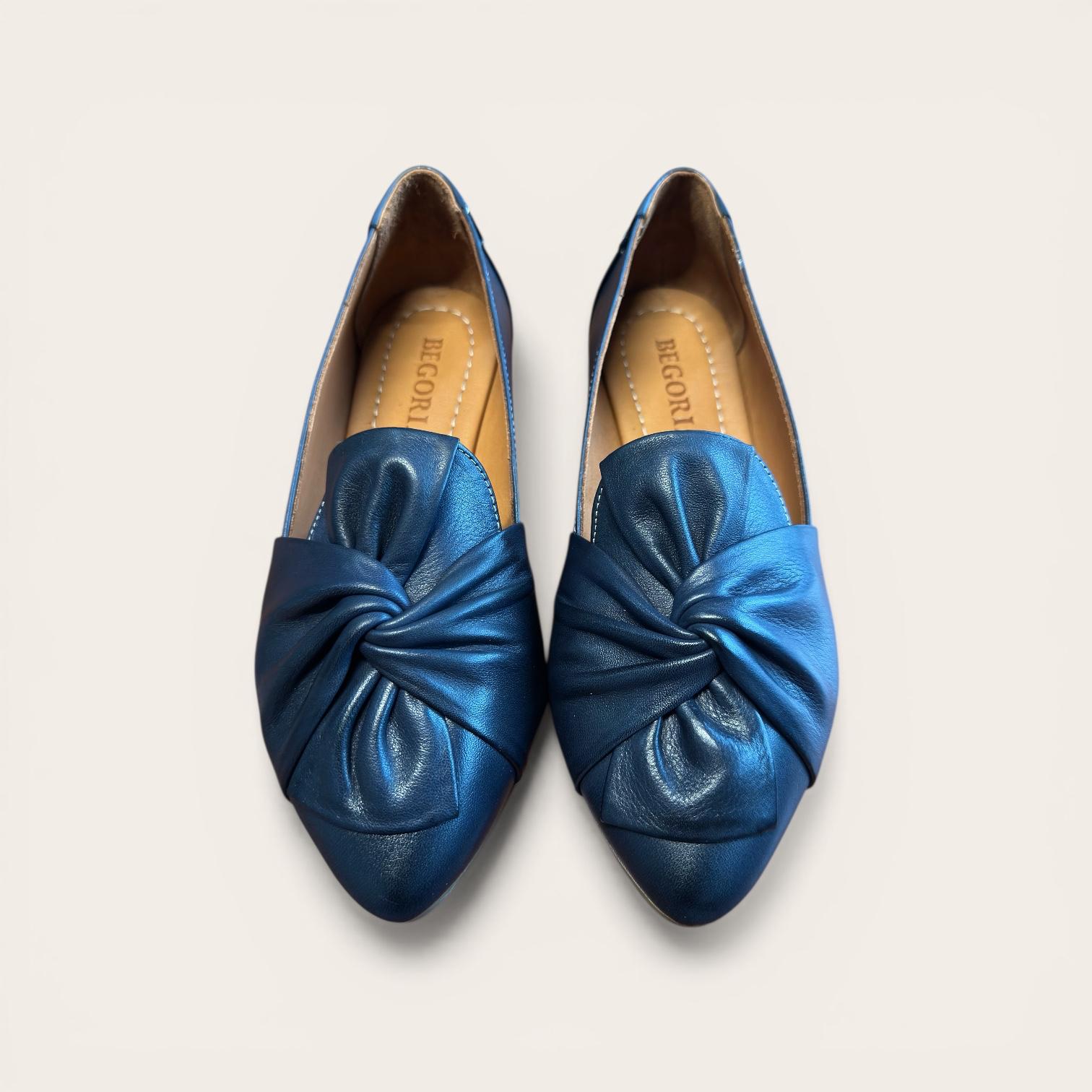 Begoria Pure – Women’s Smooth Leather Ballet Flats Navy 40 Begoria