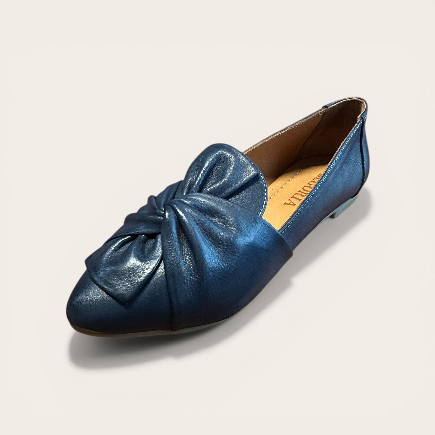 Begoria Pure – Women’s Smooth Leather Ballet Flats Navy Begoria