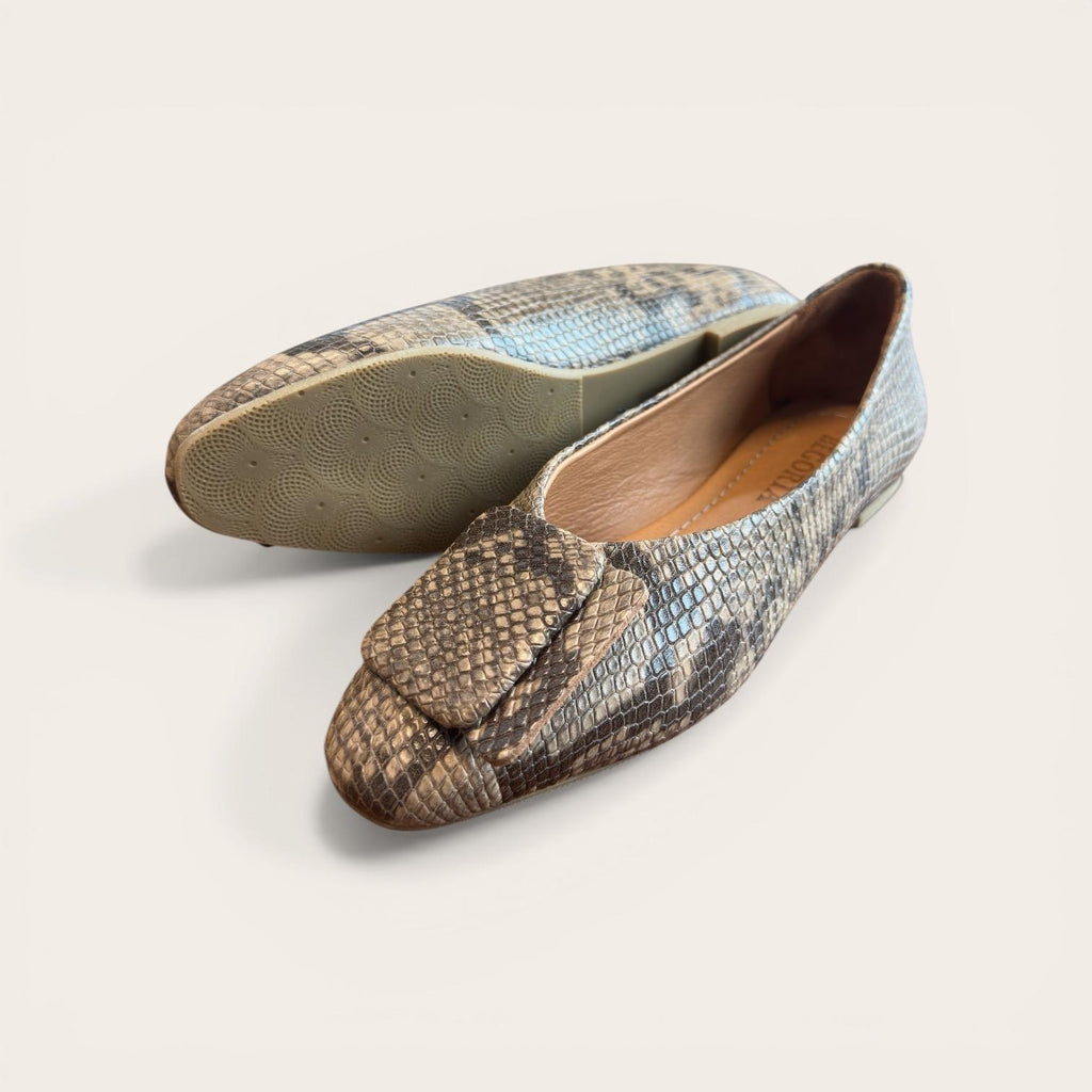 Begoria Snake - Genuine Leather Snake-Print Ballet Flats