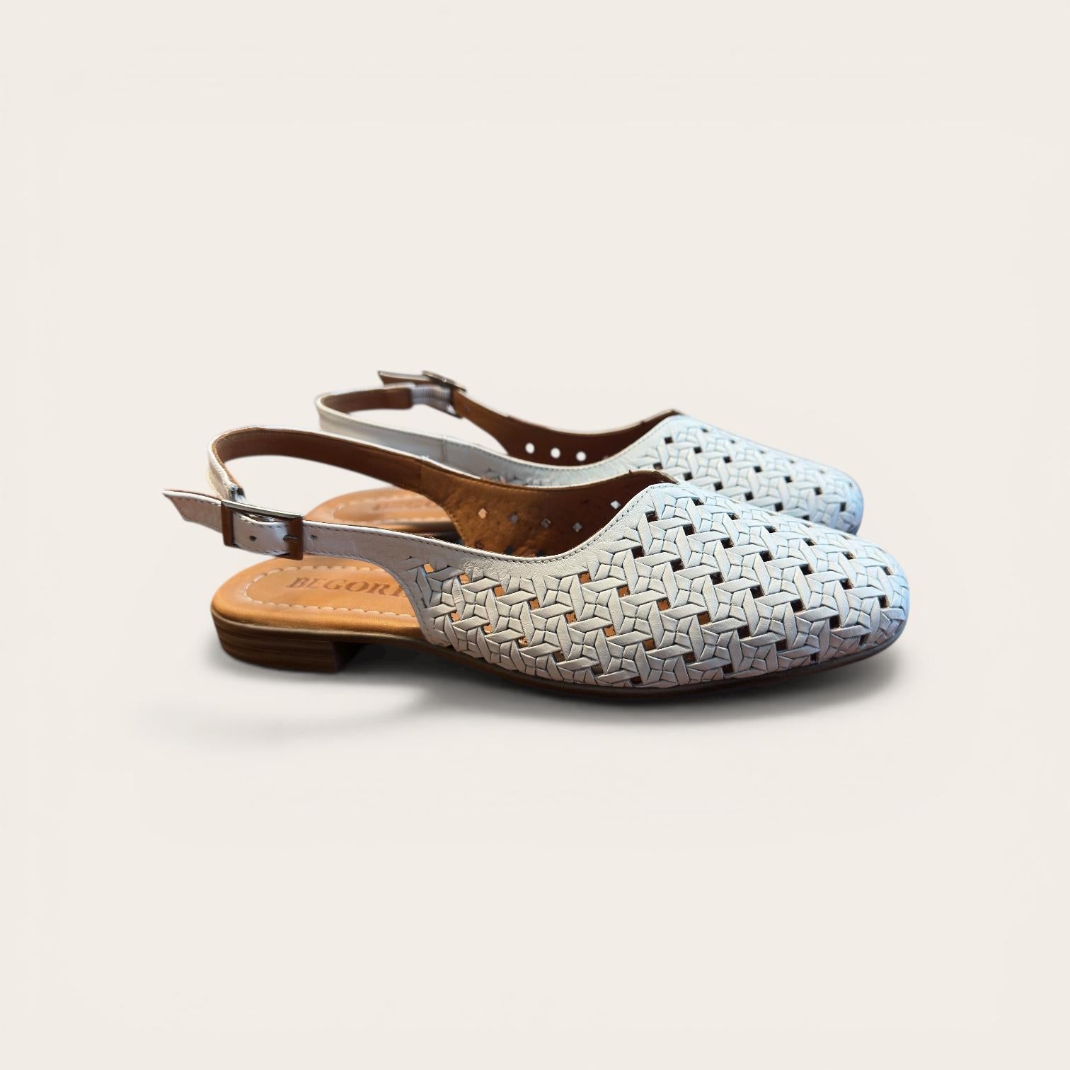 Begoria Summer Weave - Women's Woven Leather Slingback Ballet Flats
