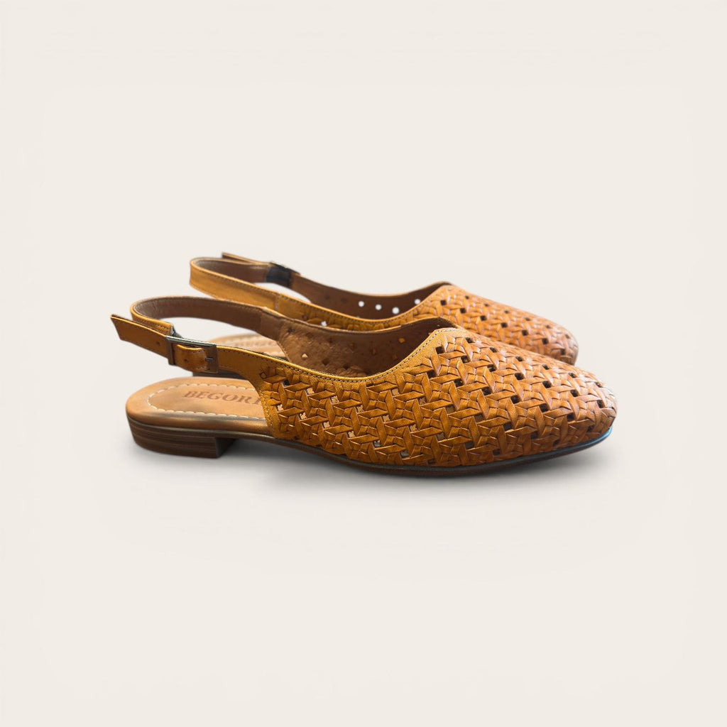 Begoria Summer Weave - Women's Woven Leather Slingback Ballet Flats
