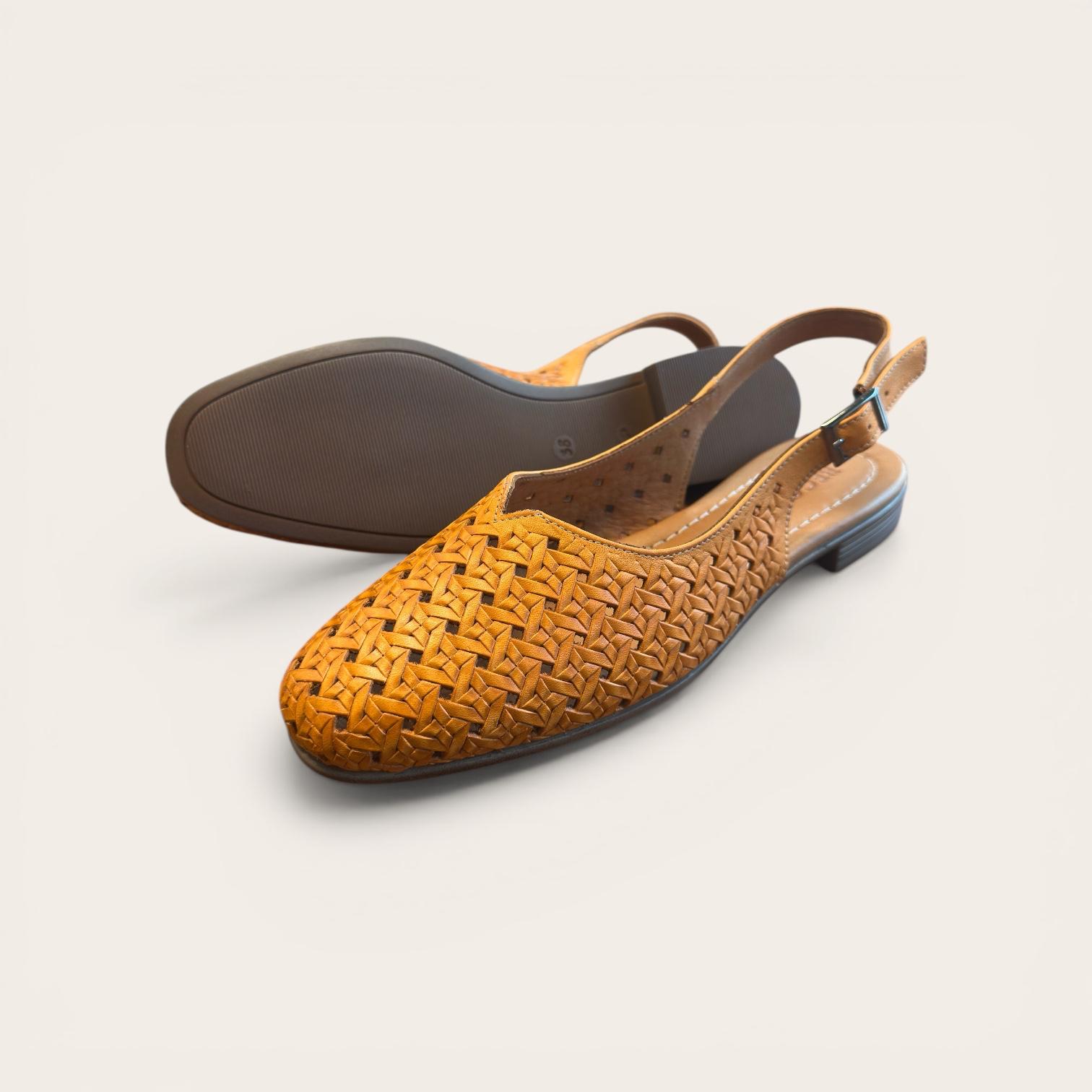 Begoria Summer Weave - Women's Woven Leather Slingback Ballet Flats