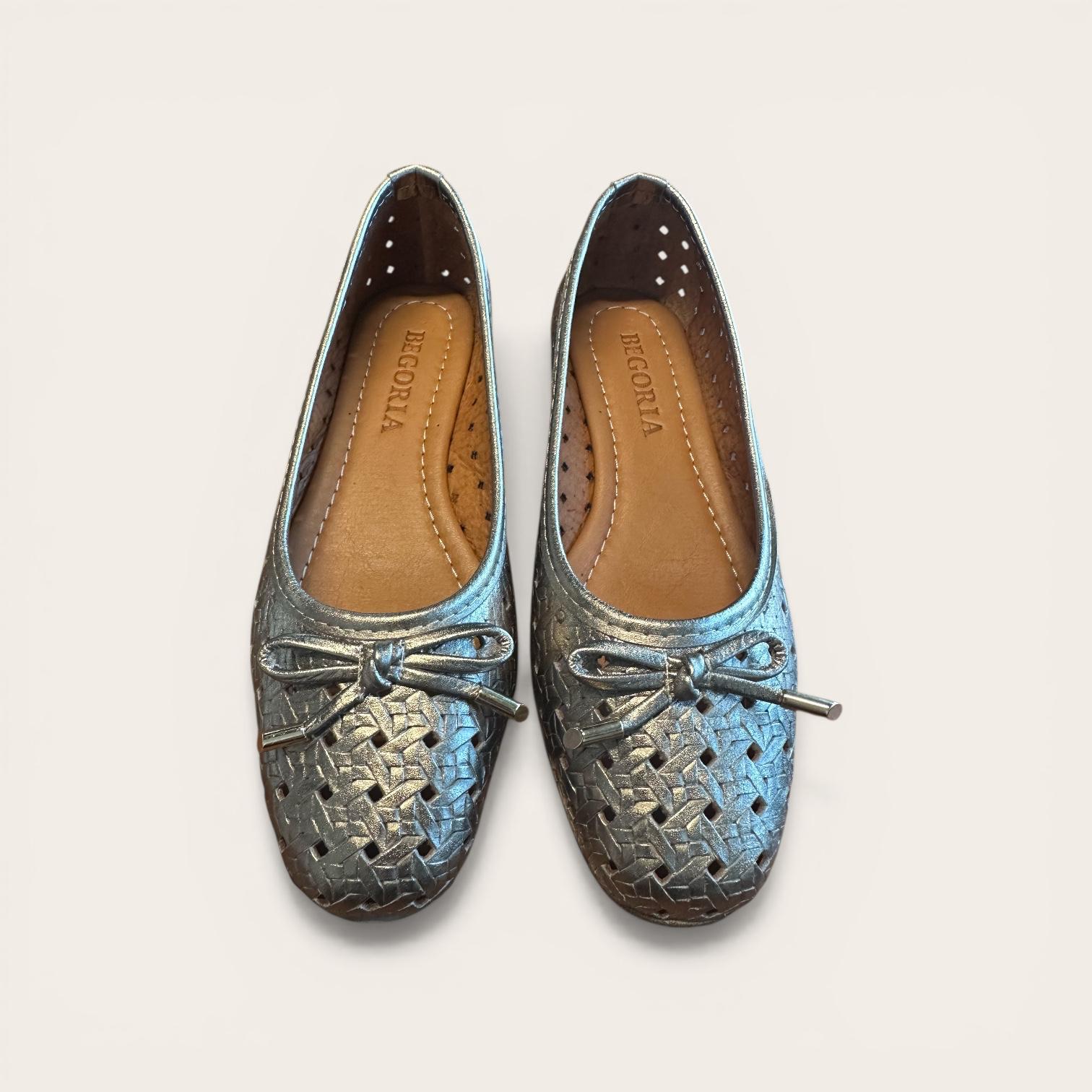 Begoria Aurelia - Premium woven metallic leather ballerina