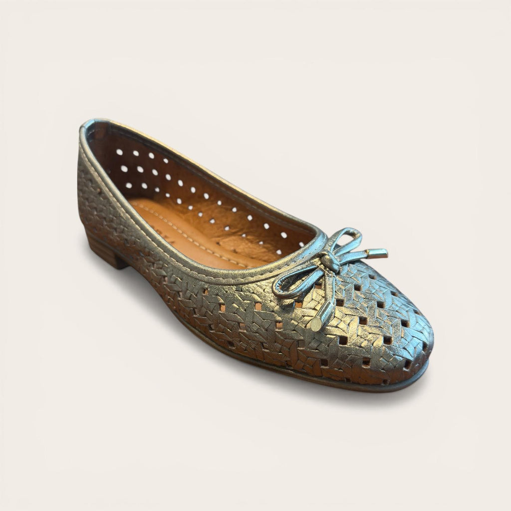 Begoria Aurelia - Premium woven metallic leather ballerina