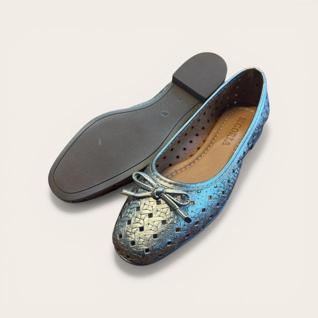 Begoria Aurelia - Premium woven metallic leather ballerina