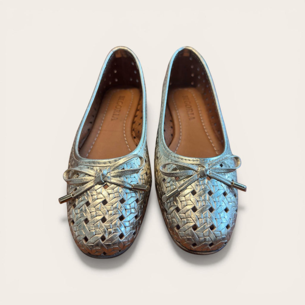 Begoria Aurelia - Premium woven metallic leather ballerina