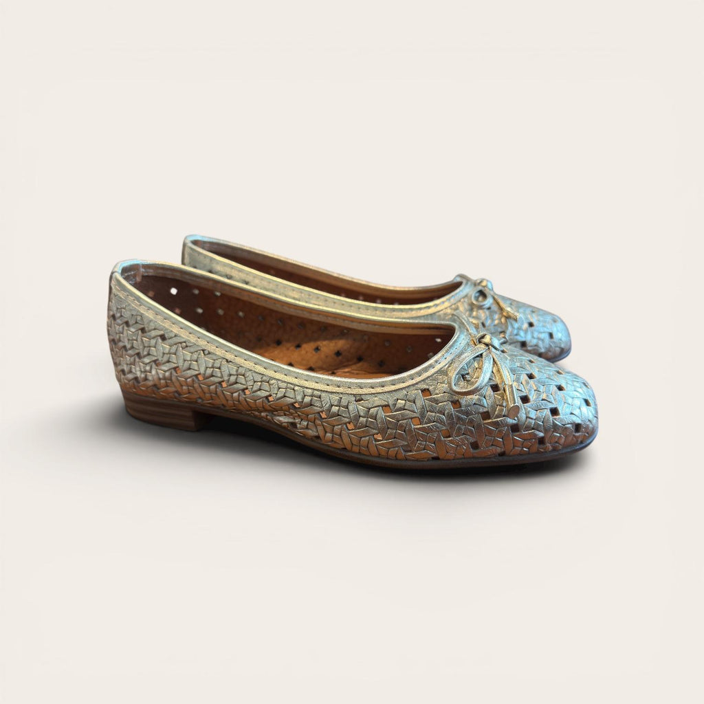 Begoria Aurelia - Premium woven metallic leather ballerina