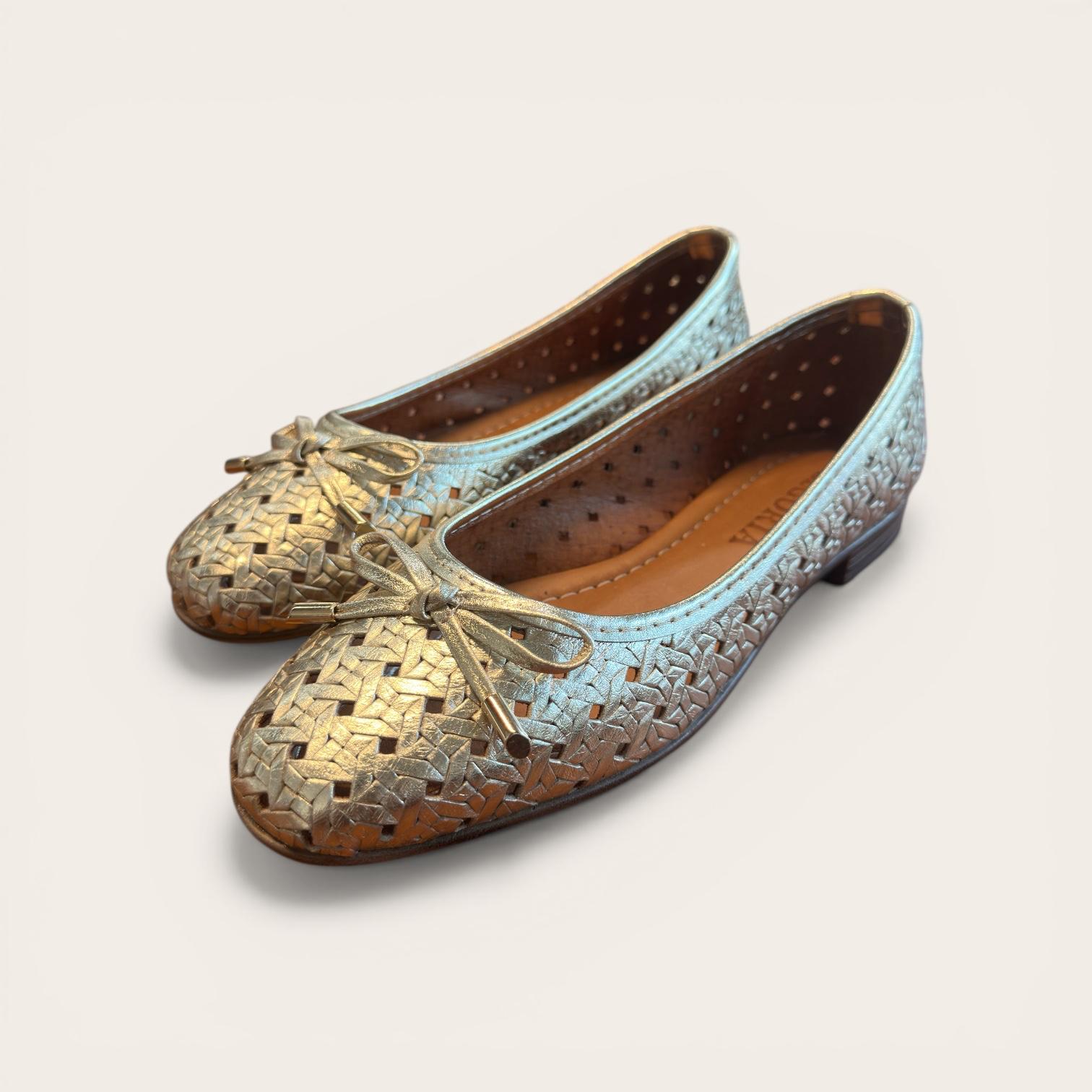 Begoria Aurelia - Premium woven metallic leather ballerina