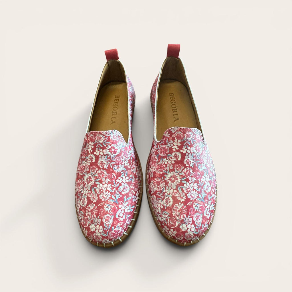Begoria Flora - Artisan Floral Print Loafers with Hand-Stitched Detail