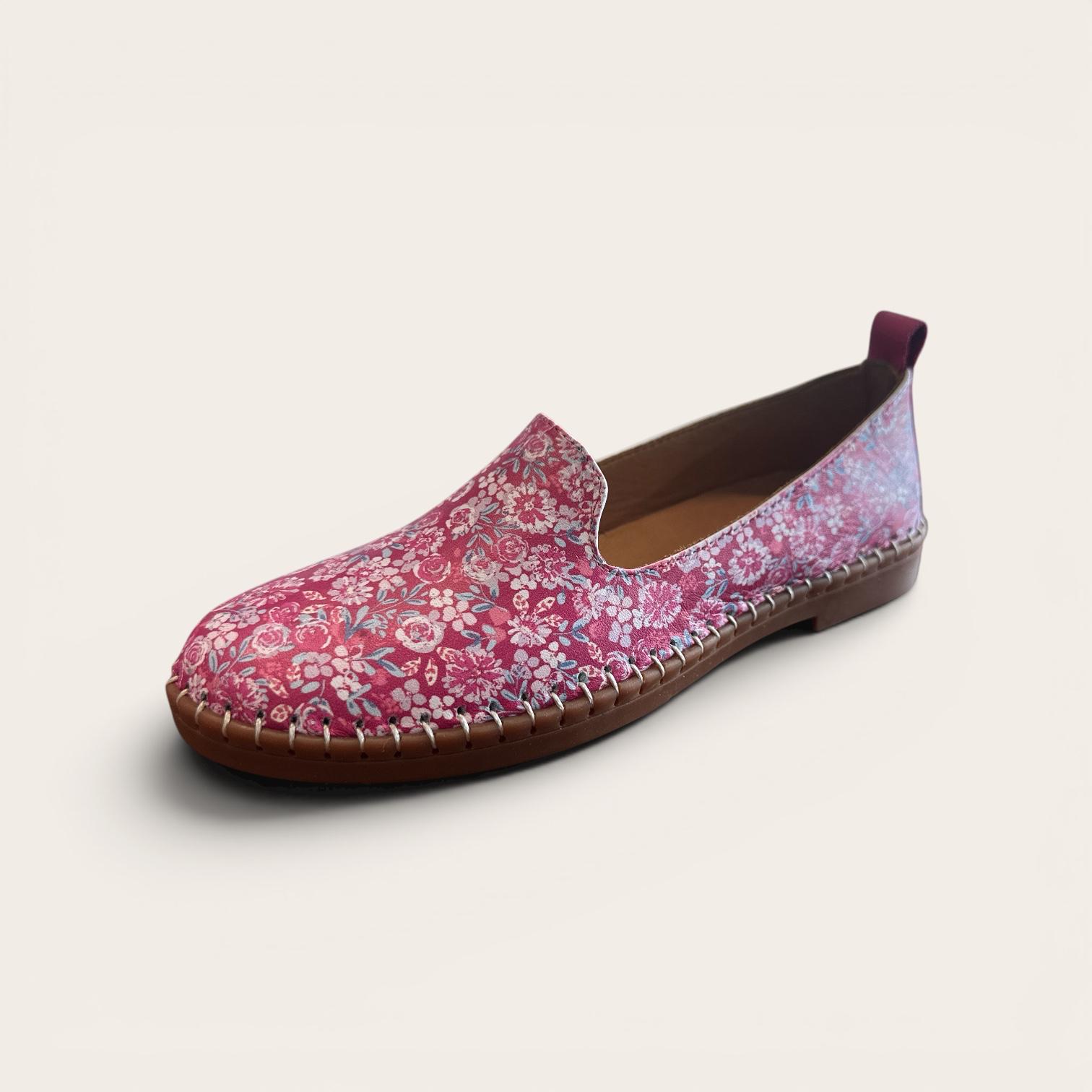 Begoria Flora - Artisan Floral Print Loafers with Hand-Stitched Detail