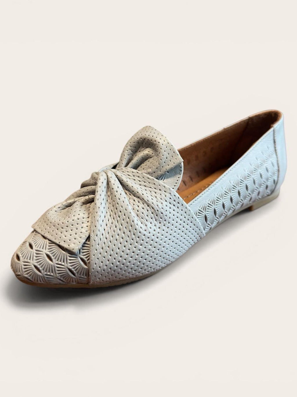 Begoria Signature - Perforated Leather Ballet Flats Silver Begoria